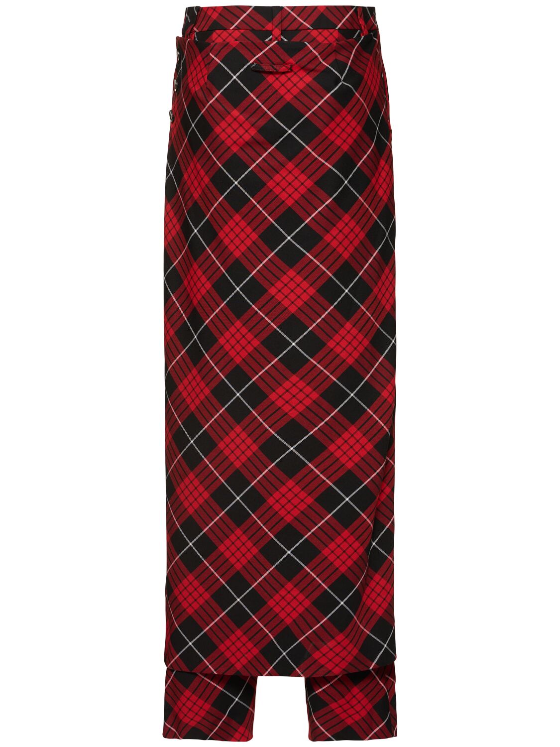 Shop Jean Paul Gaultier Tartan Pants W/ Long Skirt Panel In Red/black