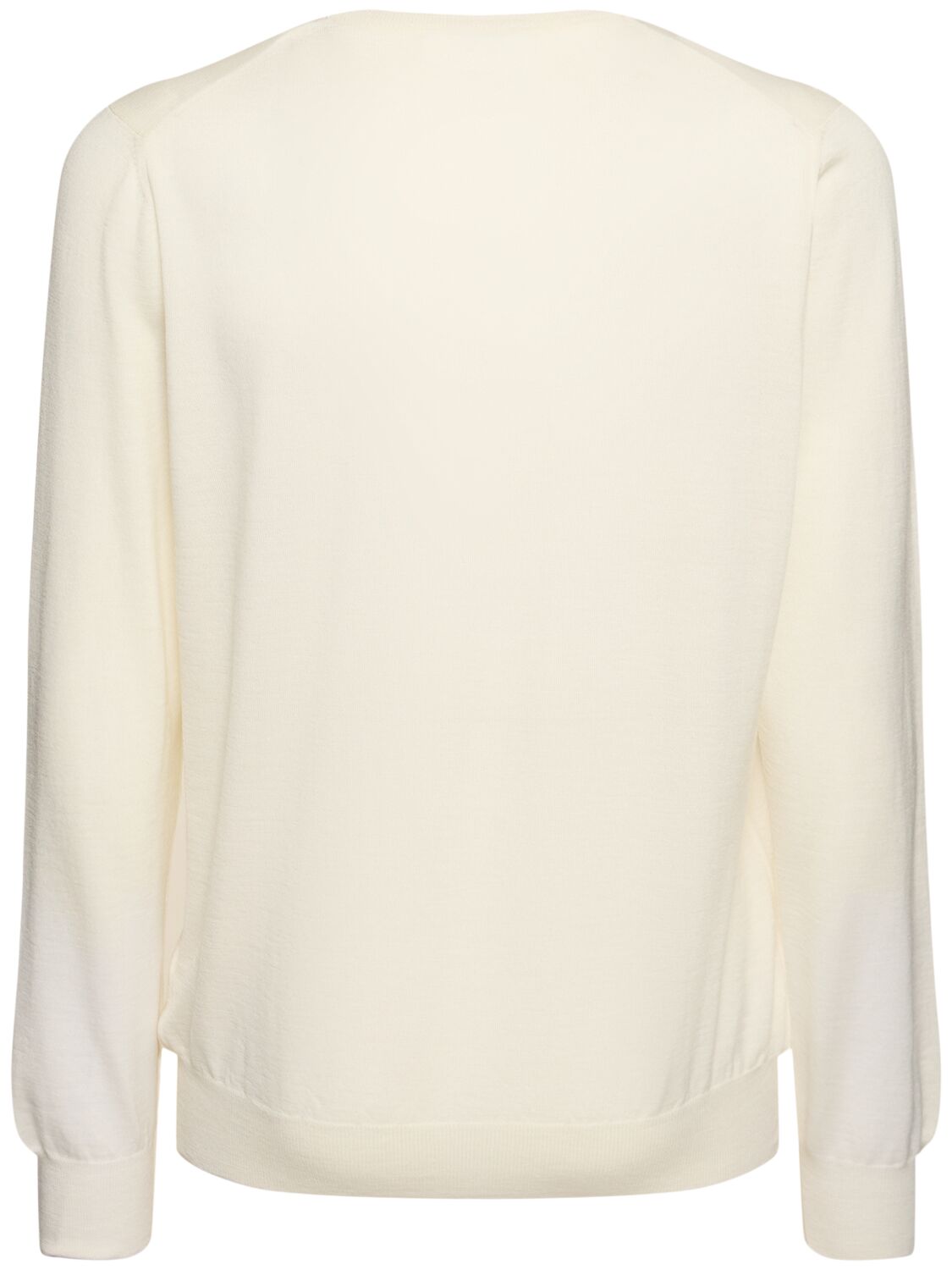 Shop Lardini Wool Crewneck Sweater In Beige/white