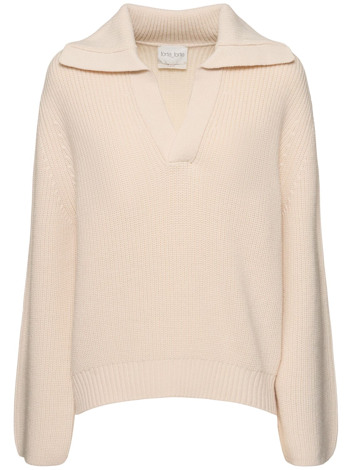 Forte Forte Stretch Wool Cob Knit Polo Sweater In Pink