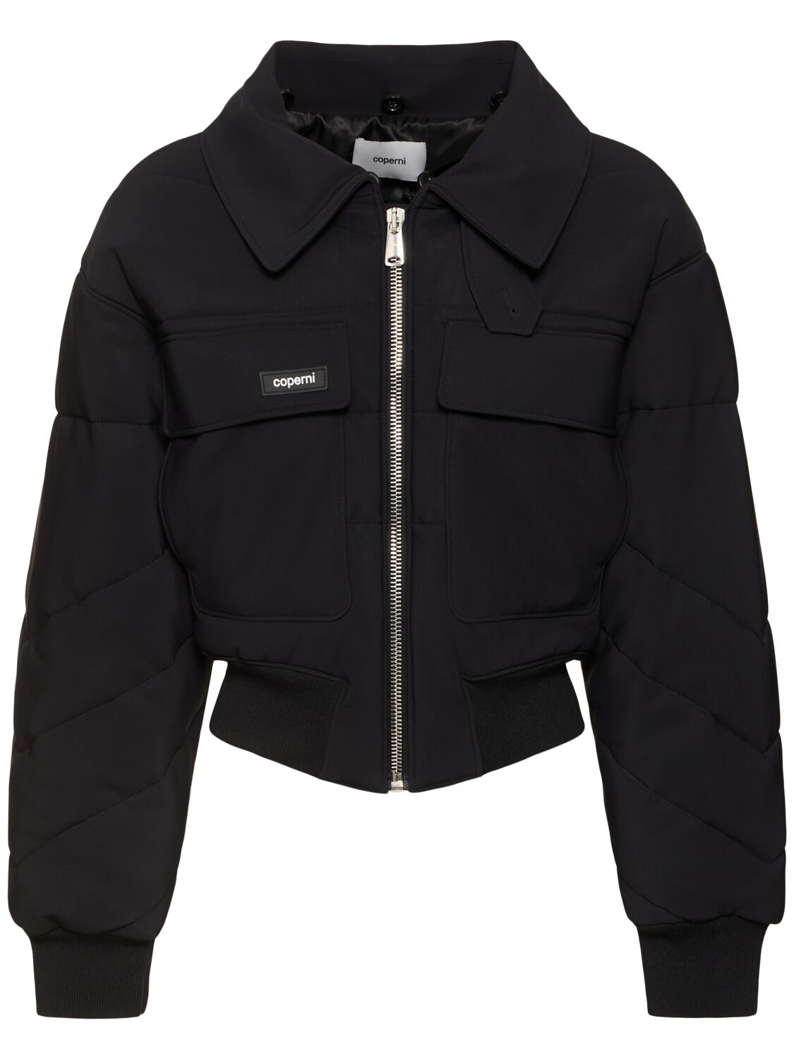 Shop Coperni C+ Cropped Bomber Jacket In Black