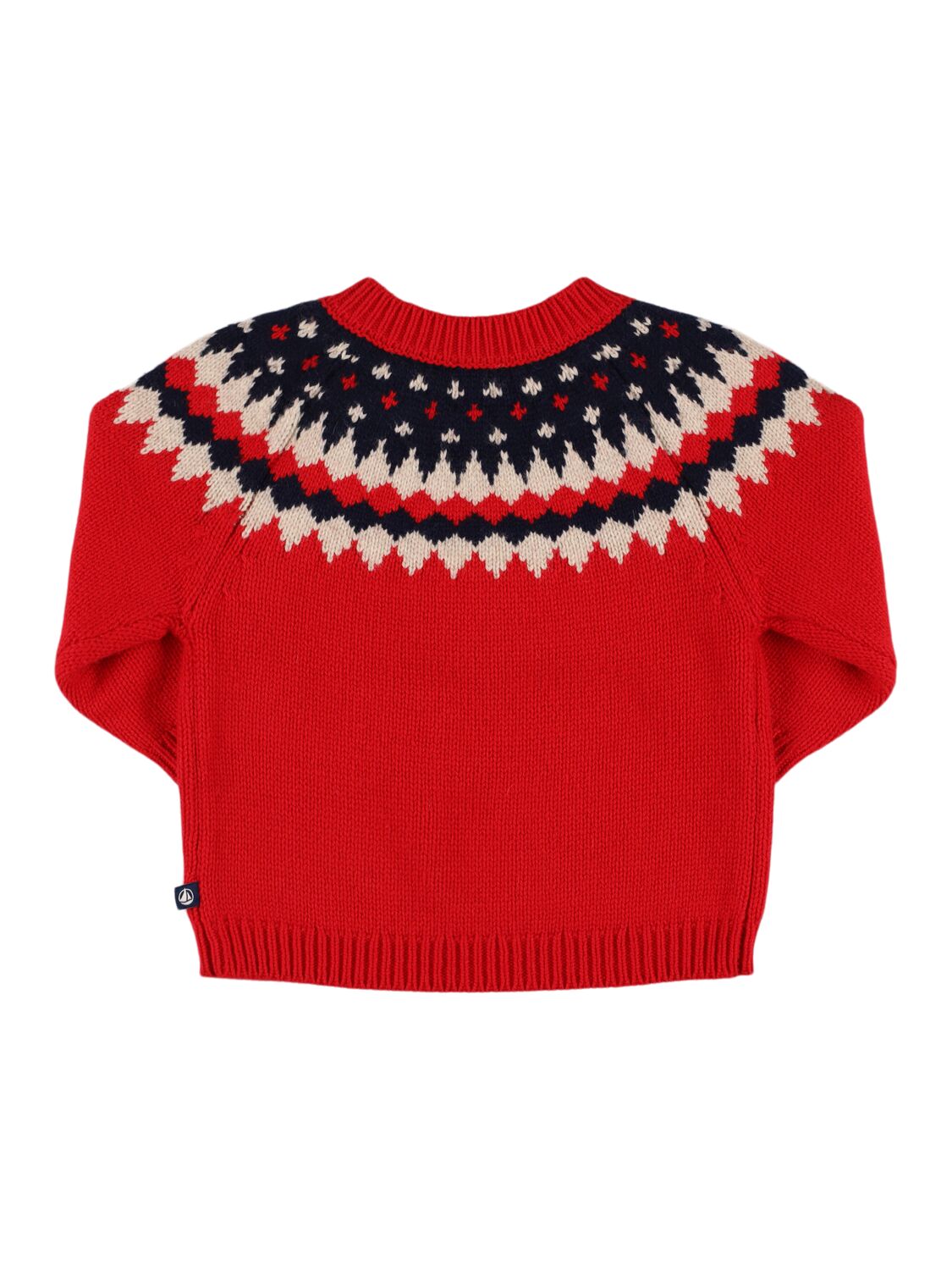 Shop Petit Bateau Jacquard Knit Wool Blend Sweater In Red/multi