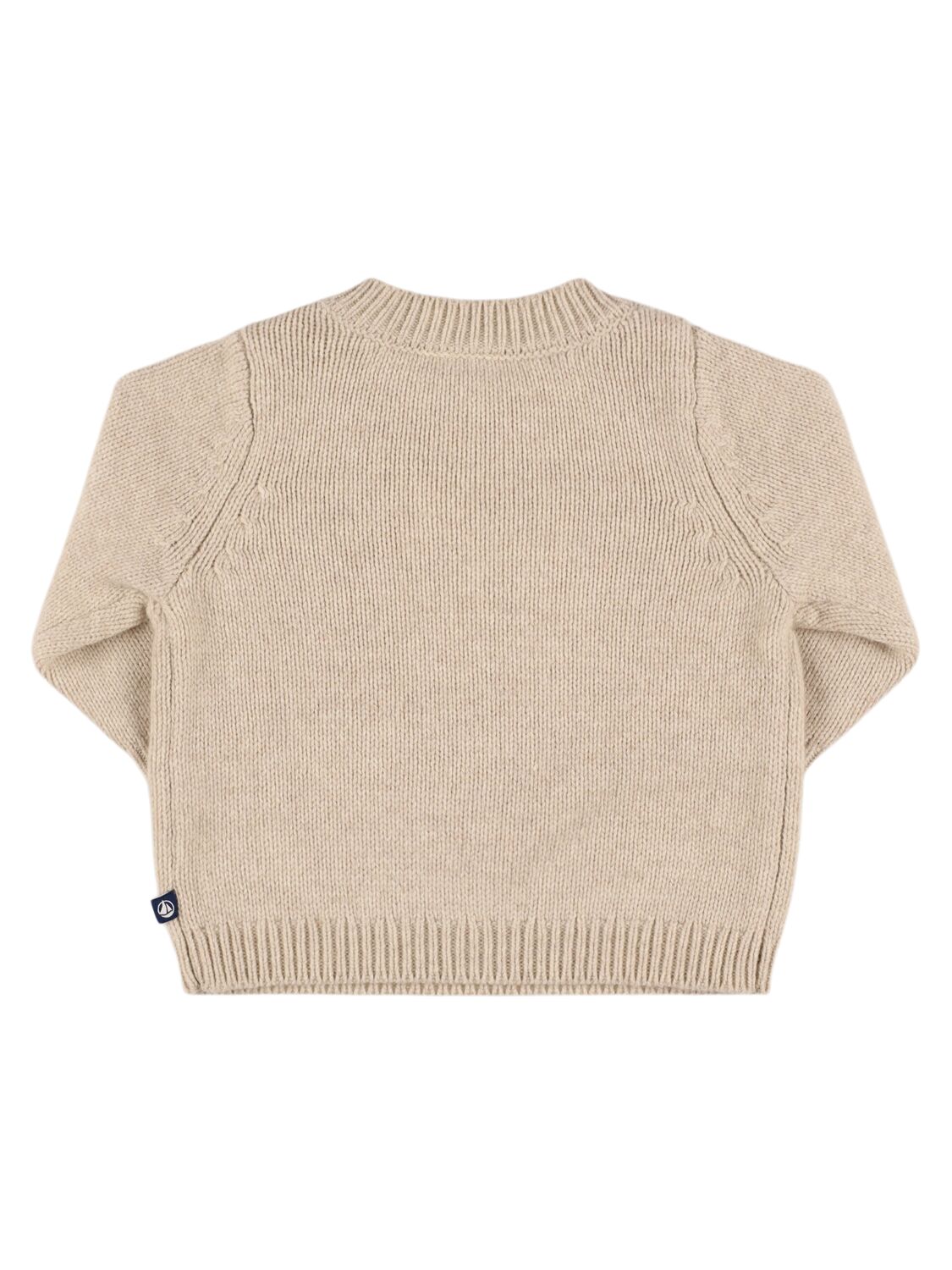 Shop Petit Bateau Jacquard Knit Wool Blend Sweater In Beige