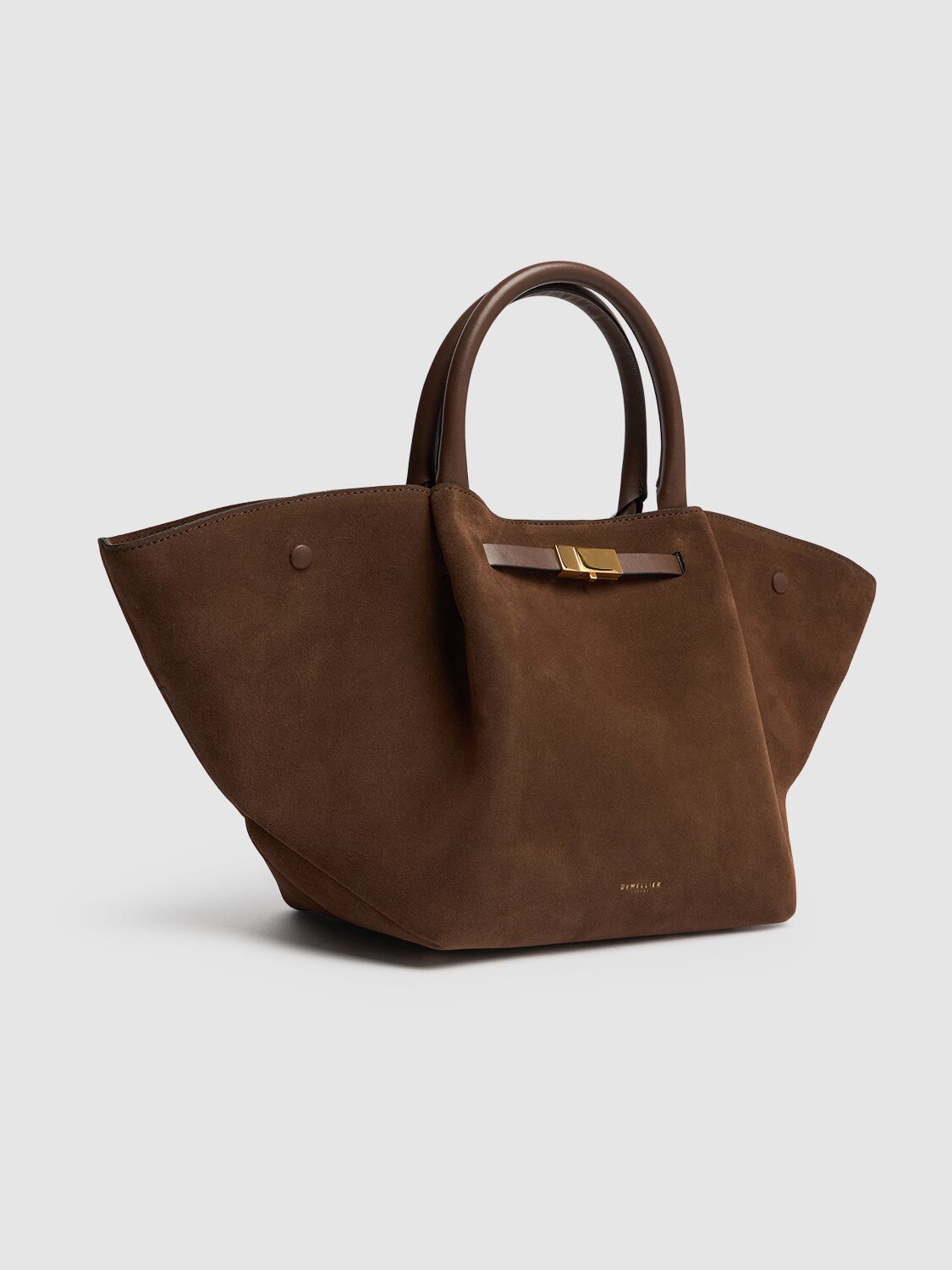 Demellier Midi New York Croc Effect Leather Bag In Mocha