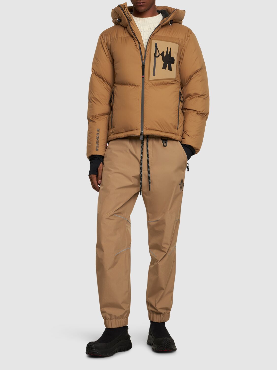 Shop Moncler Gore-tex 2l Tech Sweatpants In Beige