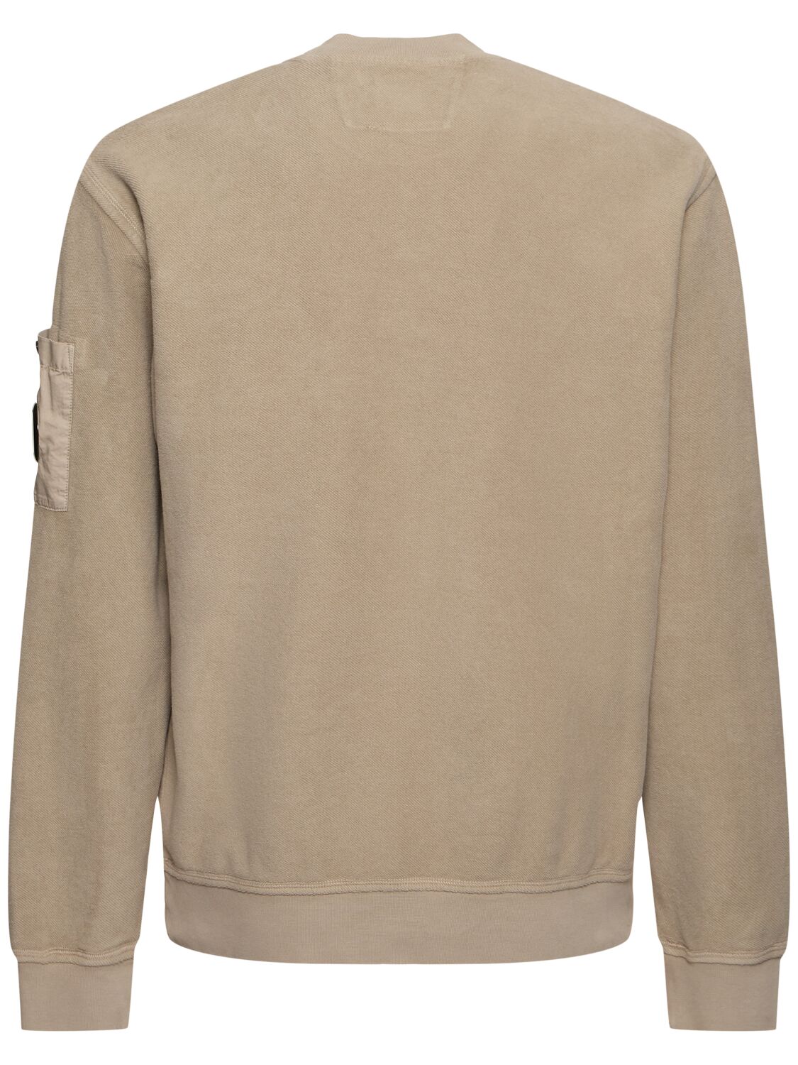 Shop C.p. Company Brushed Emerized Crewneck Sweatshirt In Vintage Khaki