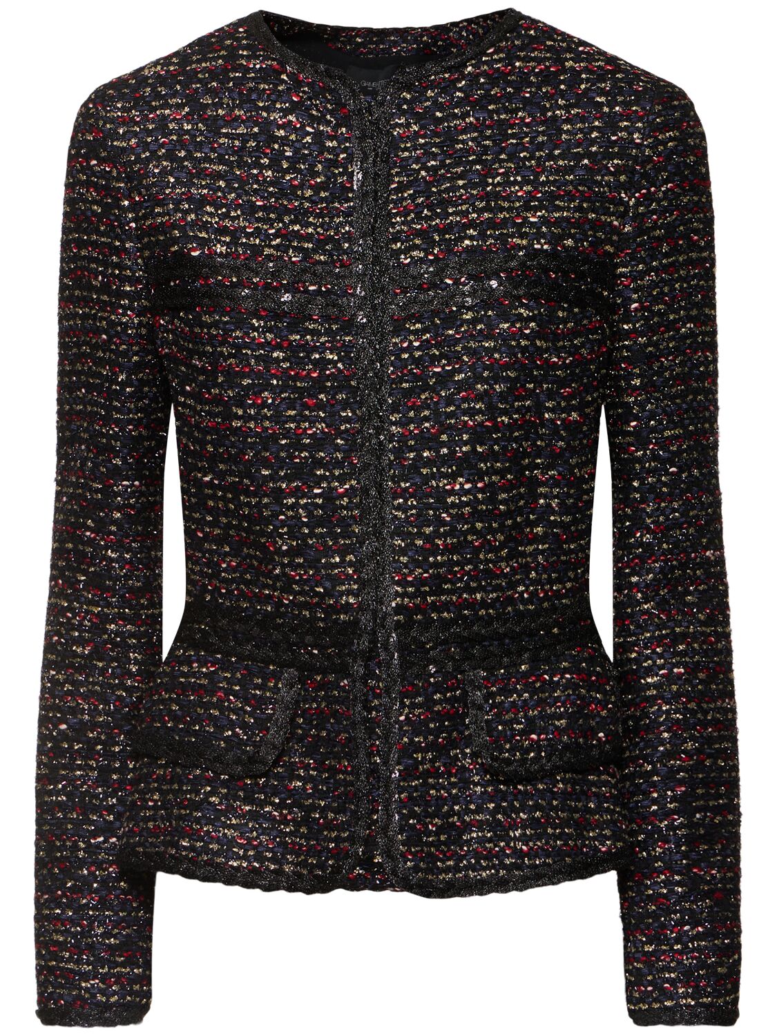 Giambattista Valli Collarless Bouclé Jacket In Black