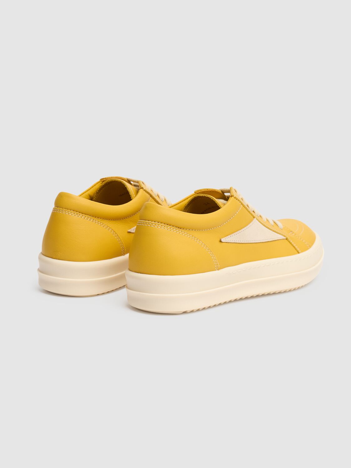 Shop Rick Owens Vintage Leather Lace-up Sneakers In Yellow