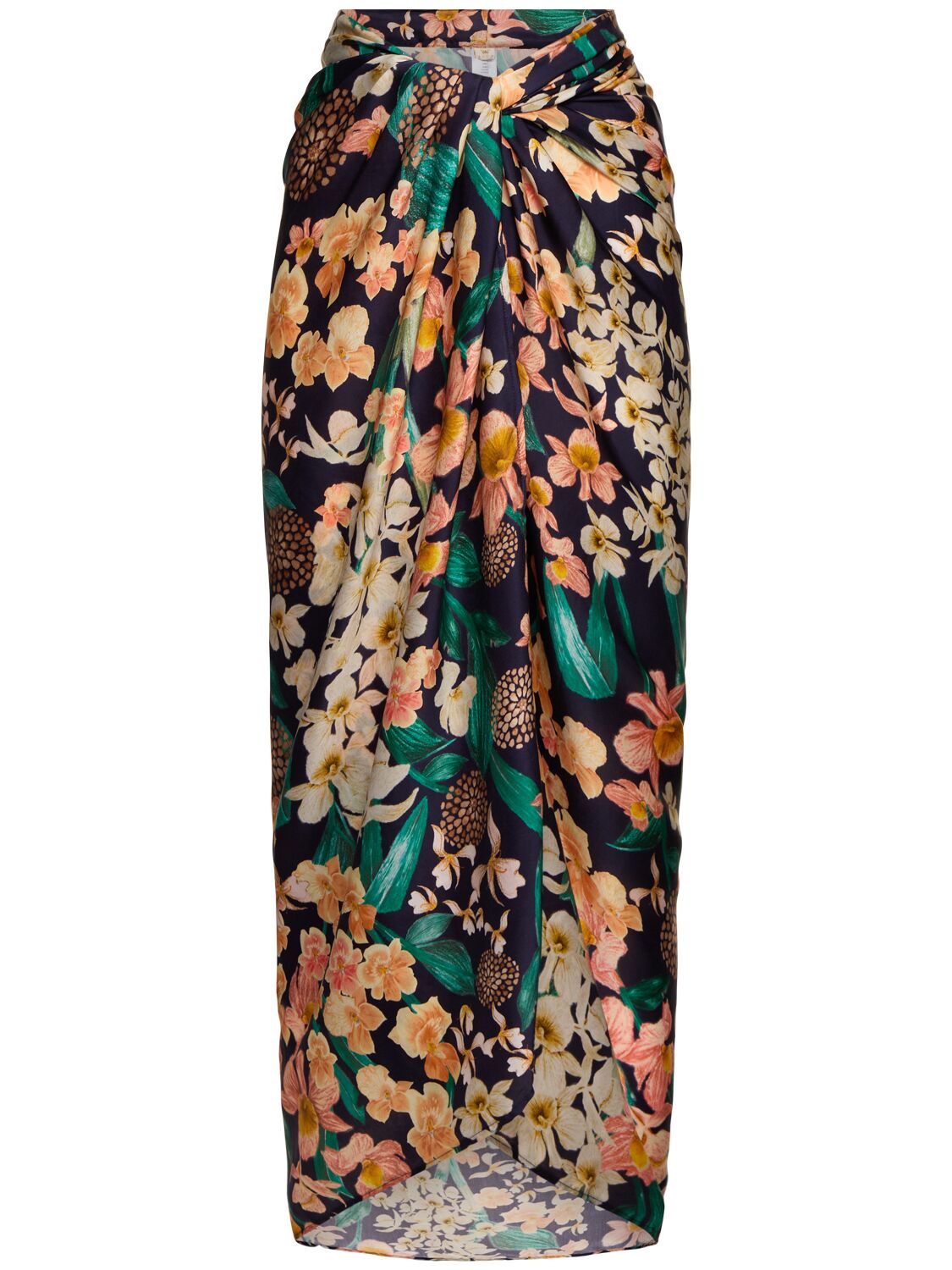 Agua By Agua Bendita Lavanda Floral Print Maxi Sarong Skirt In Multi