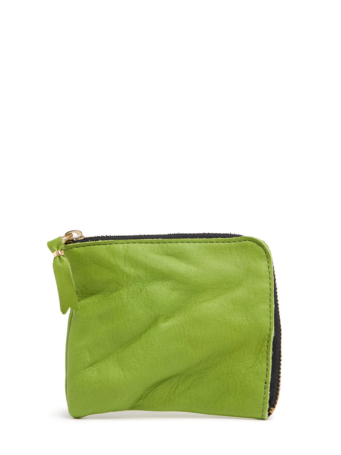 Comme Des Garçons Washed Leather Zip Wallet In Green