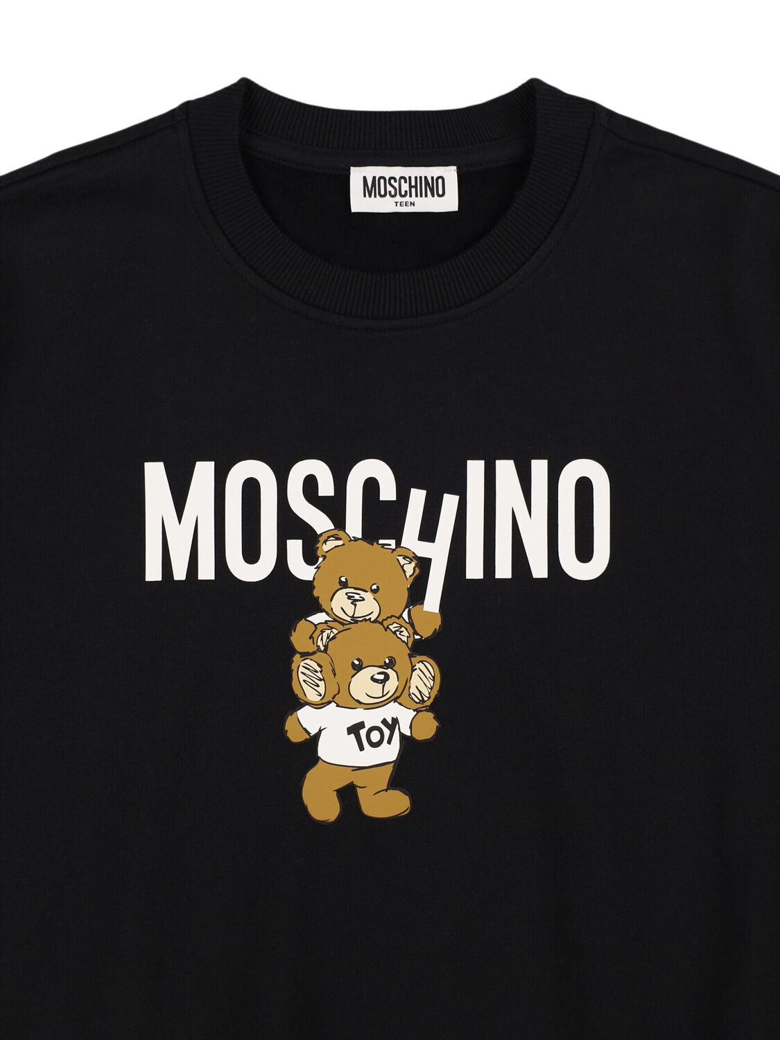 Shop Moschino Printed Cotton Sweatshirt In Black