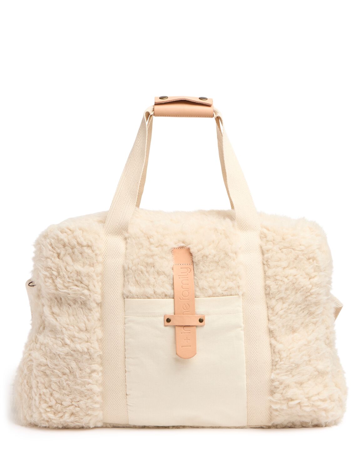 1+ In The Family Faux Fur Teddy Changing Bag In Neutral