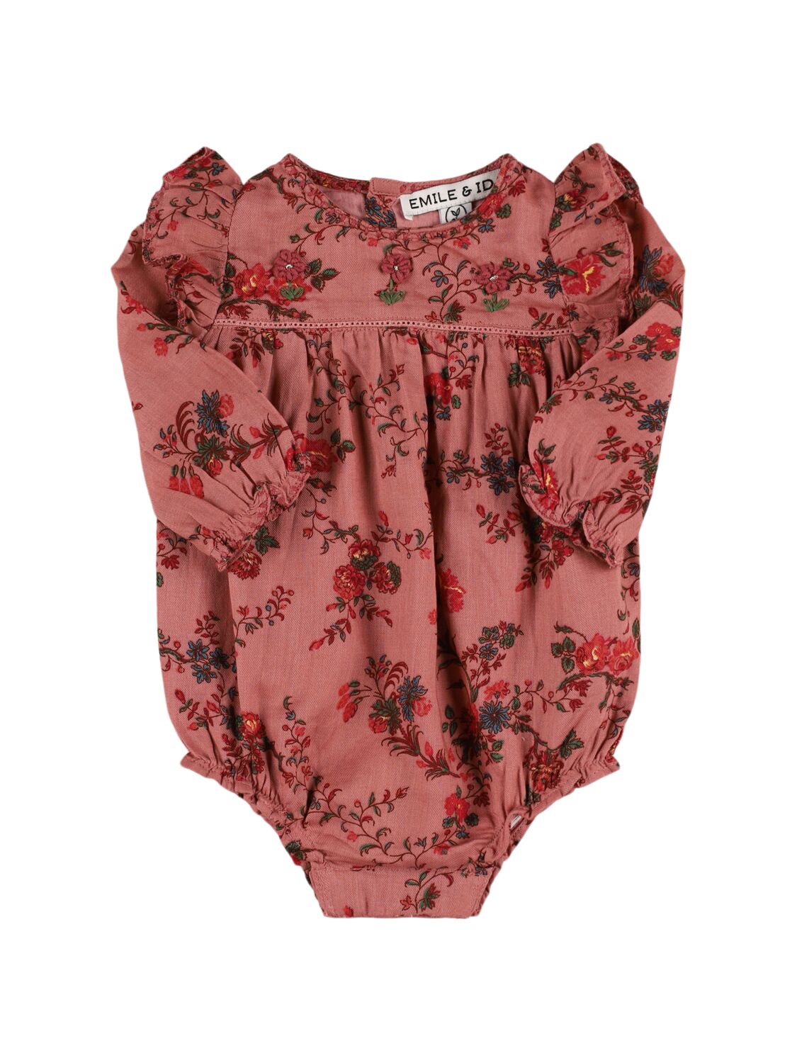 Emile And Ida Printed Cotton Bodysuit In Pink