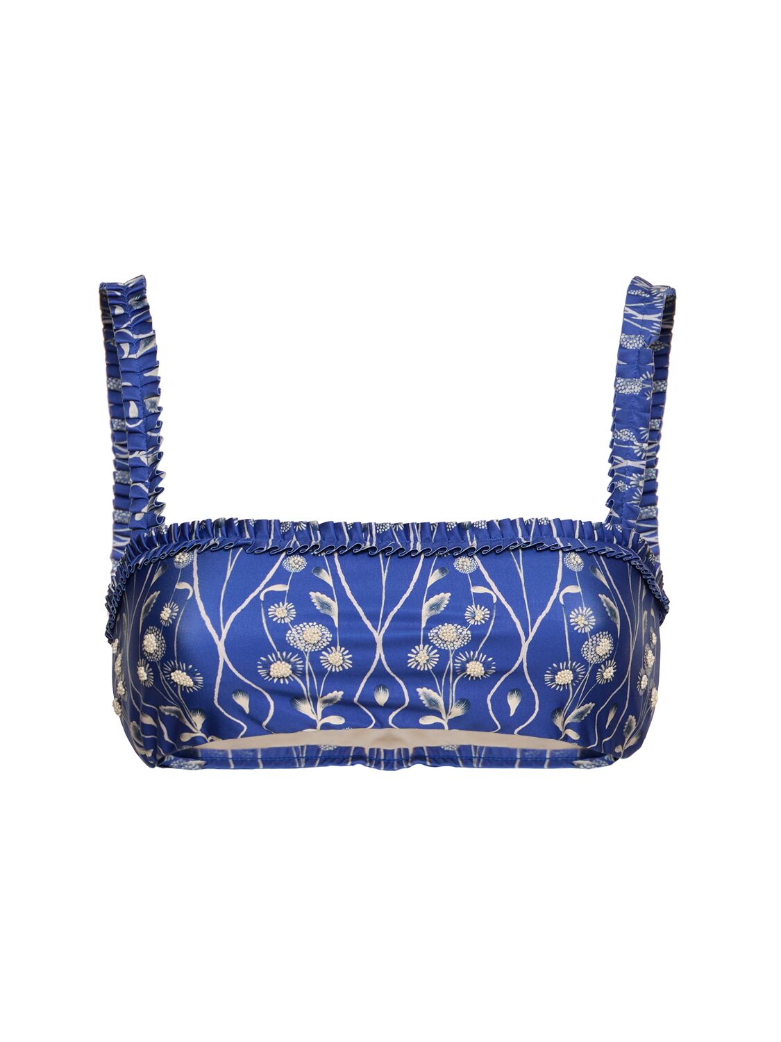 Agua By Agua Bendita Olmo Printed Bikini Top In Blue