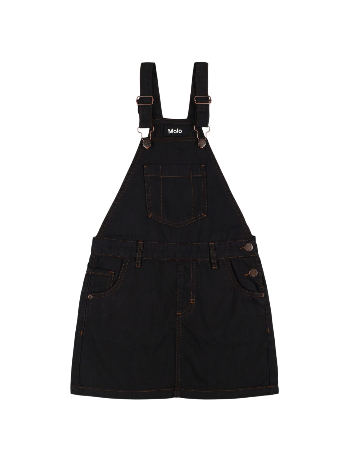 Molo Cotton Blend Denim Dungaree Dress In Black