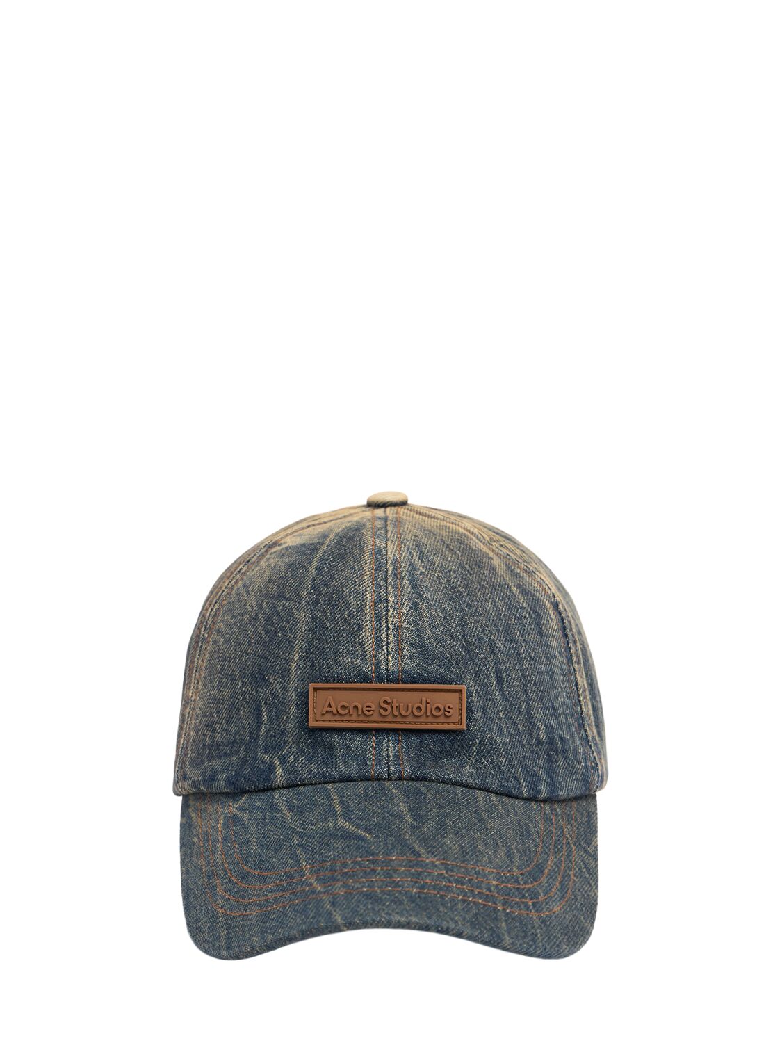 Acne Studios Logo-patch Denim Cap In Dark Blue