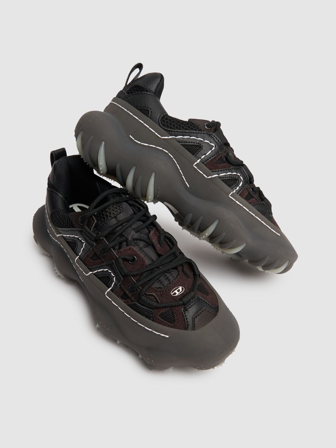 Diesel Rubber Lace-up Sneakers In Black