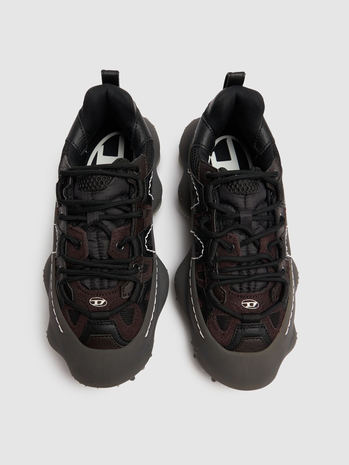 Diesel Rubber Lace-up Sneakers In Black