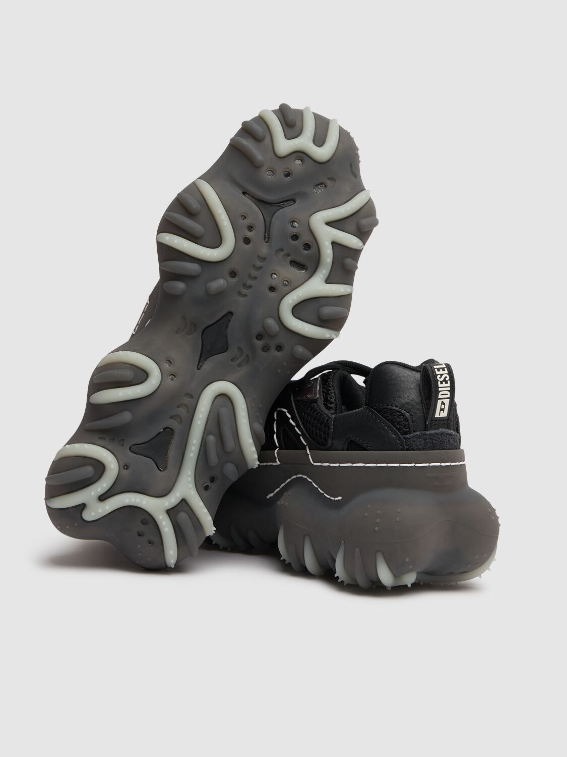 Diesel Rubber Lace-up Sneakers In Black