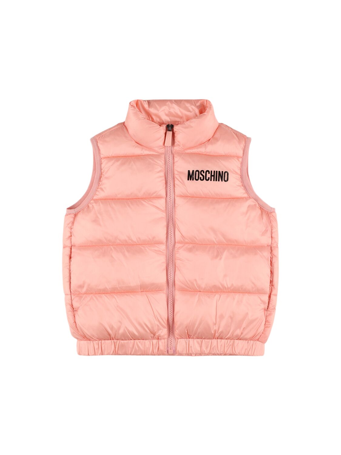 Moschino Kids' Printed Nylon Puffer Vest In Pink