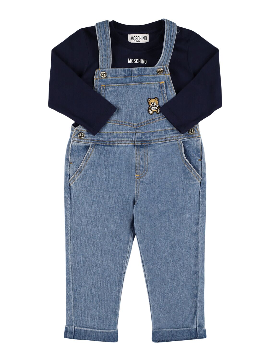 Moschino Cotton T-shirt & Overalls In Blue/dark Blue