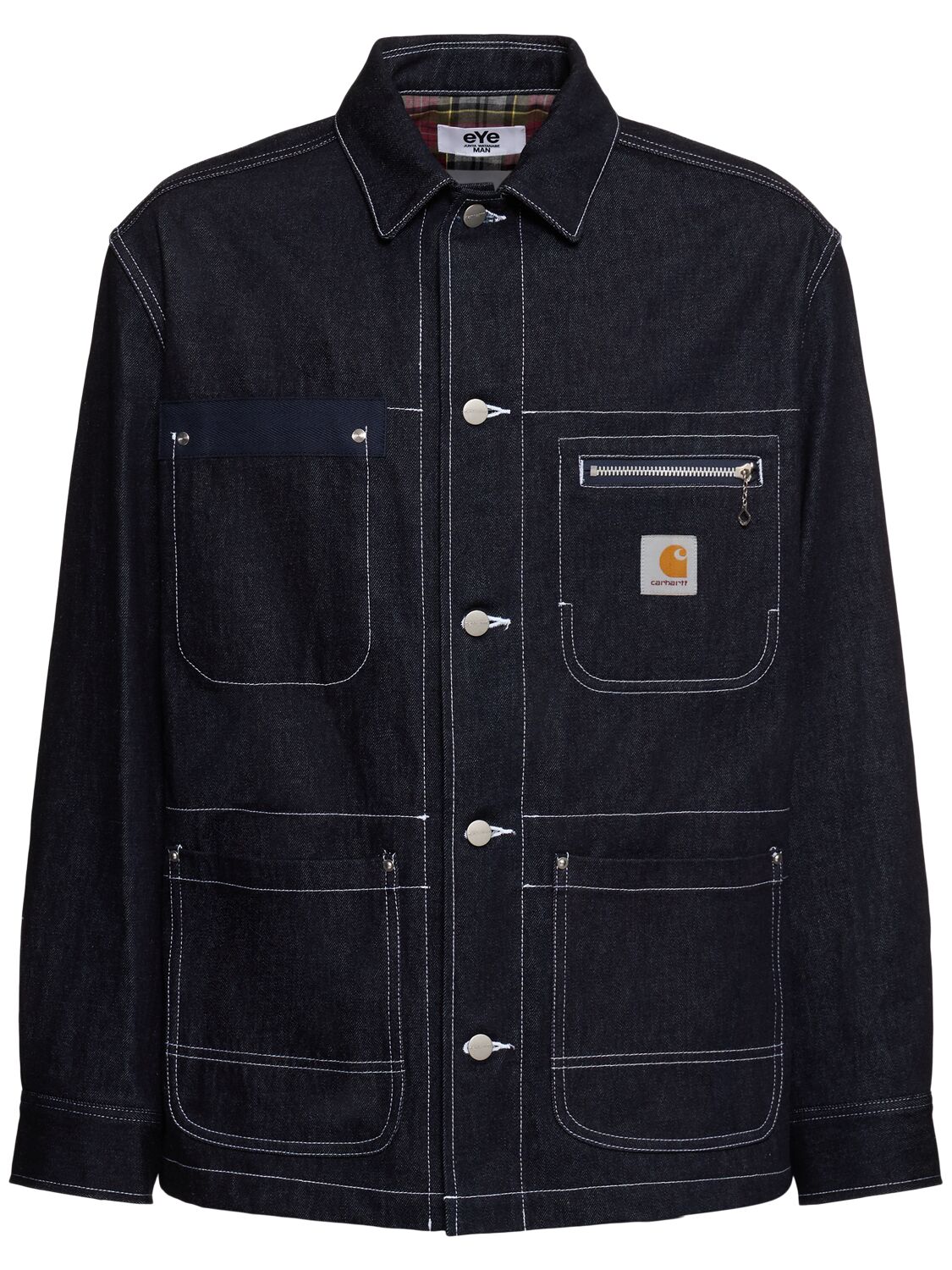 Shop Junya Watanabe Carhartt X Jw Cotton Denim Casual Jacket In Indigo