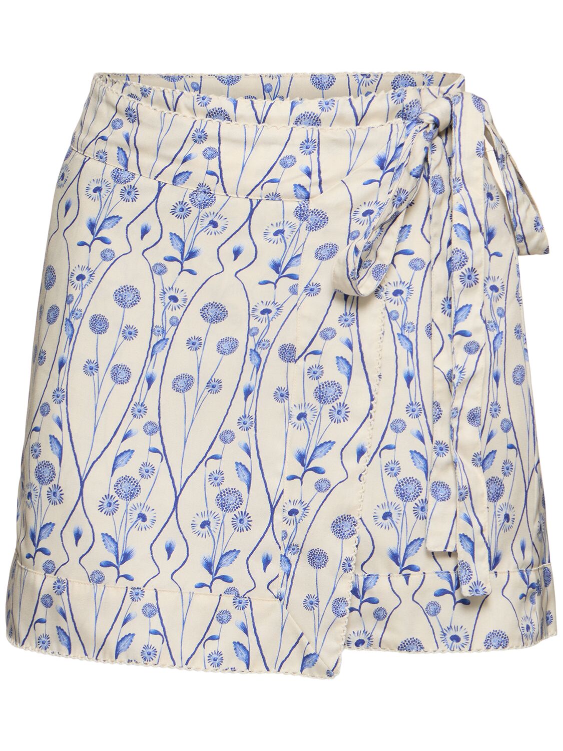 Agua By Agua Bendita Luna Printed Mini Wrap Skirt In Blue