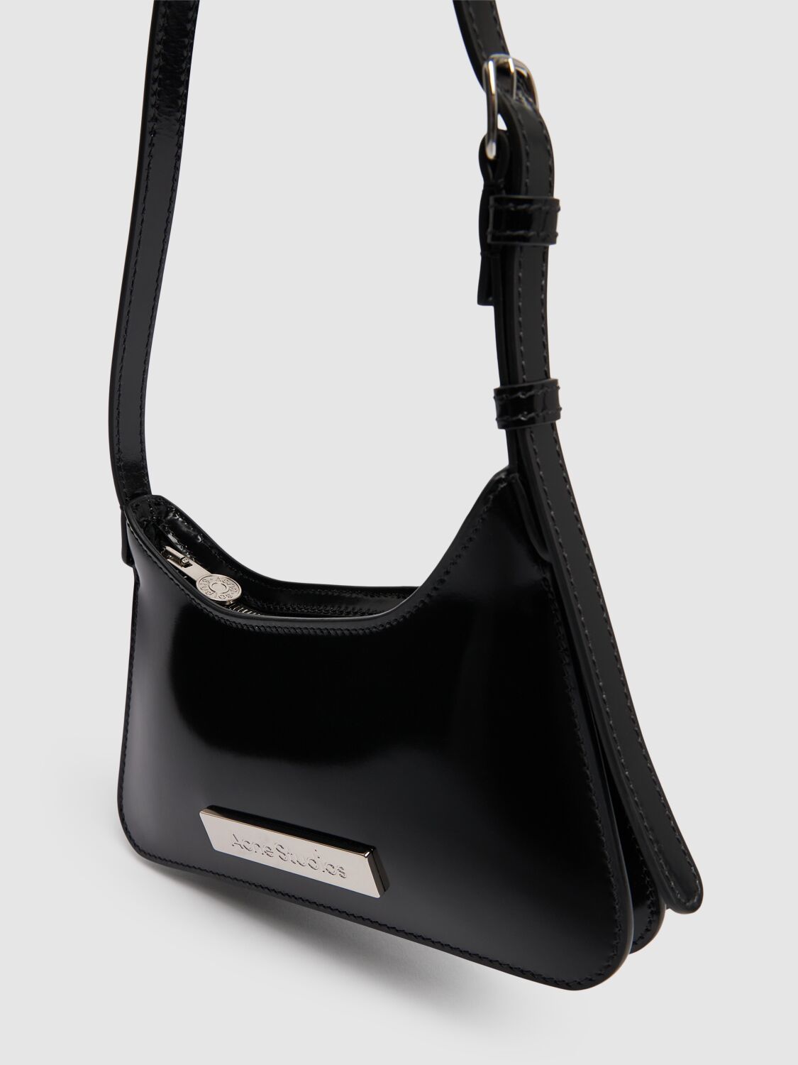 Acne Studios Micro Platt Abrasivato Shoulder Bag In Black