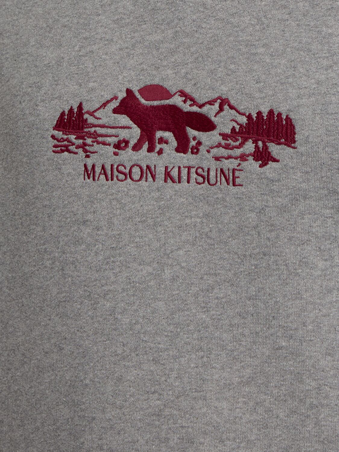 Shop Maison Kitsuné Outdoor Profile Fox Comfort Sweatshirt In Heather Grey