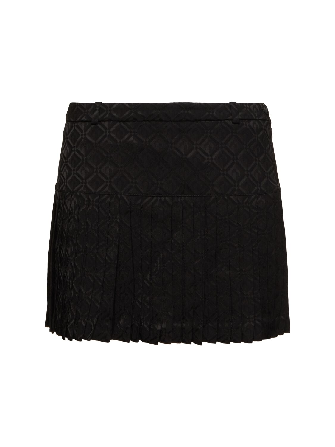 Marine Serre Black Moon Diamond Jacquard Tailoring Pleated Miniskirt In Black