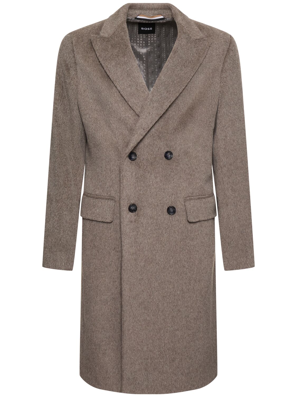 Hugo Boss Hyde Double Breast Wool Alpaca Coat In Gray