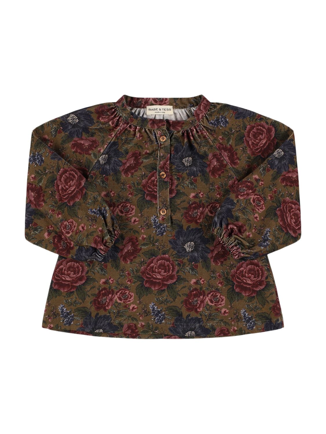 Babe And Tess Kids' Printed Mandarin Collar Cotton Shirt In Multi