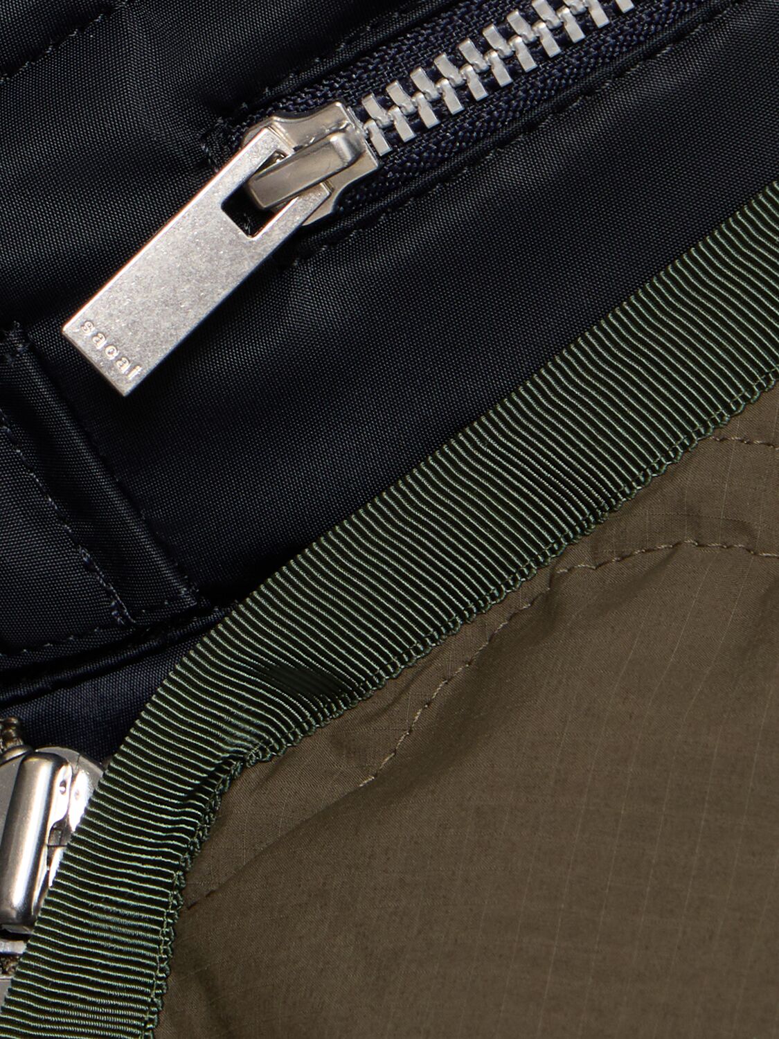 Sacai Quilted Rip Stop Jacket In Khaki