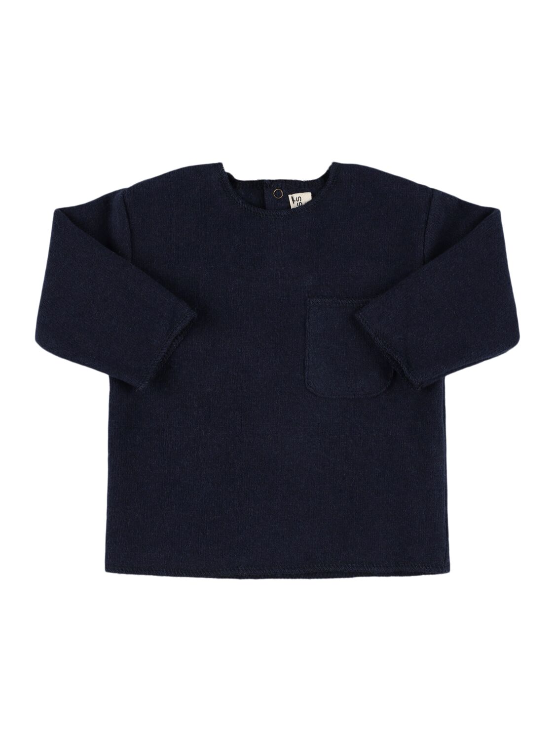 Babe And Tess Basic Cotton Blend Long Sleeve Top In Blue