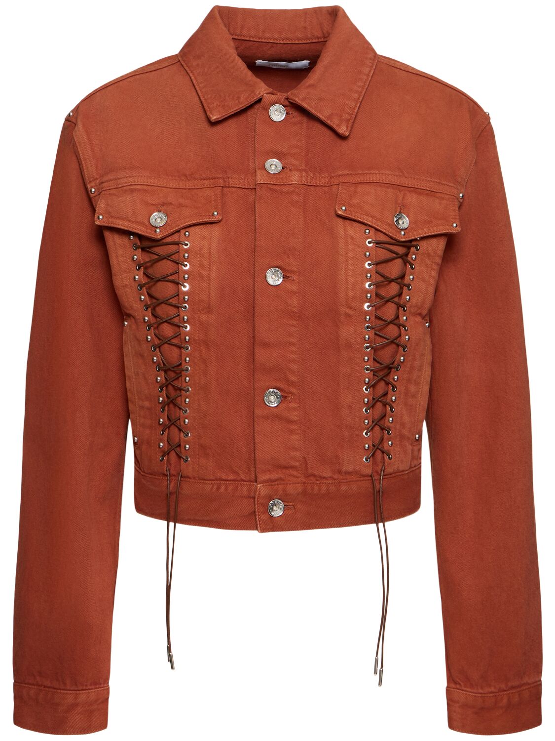 Cotton Denim Jacket W/ Laces