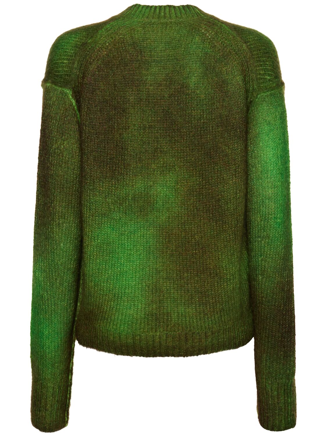 Shop Acne Studios Printed Knit Wool Blend Cardigan In Green/multi