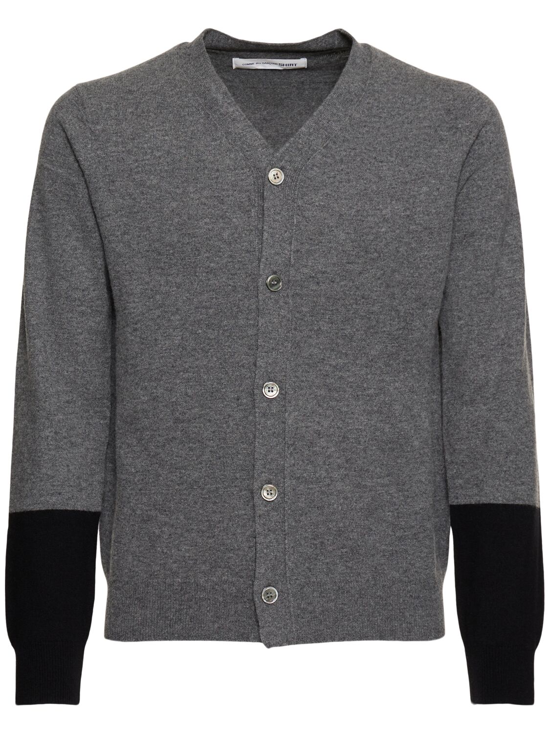 Comme Des Garçons Shirt Fine-knit Button-up Cardigan In Grey/black