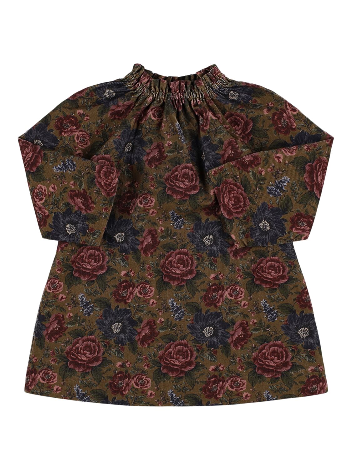 Babe And Tess Talita Printed Cotton Mini Dress In Brown