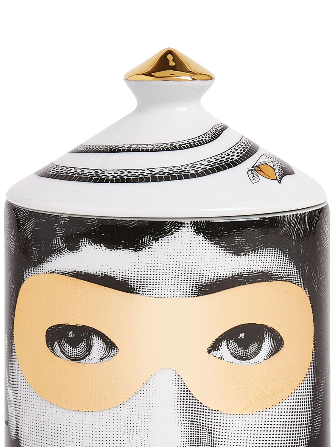 Shop Fornasetti Decoro Mascherina Small Candle In Grey