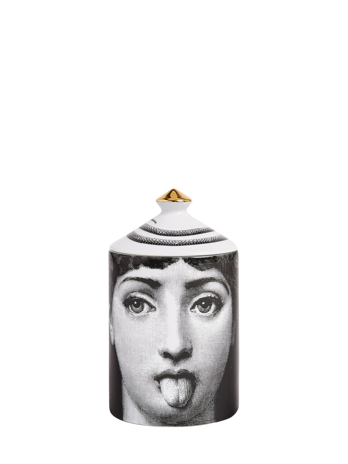 Fornasetti Decoro Mascherina Small Candle In Grey