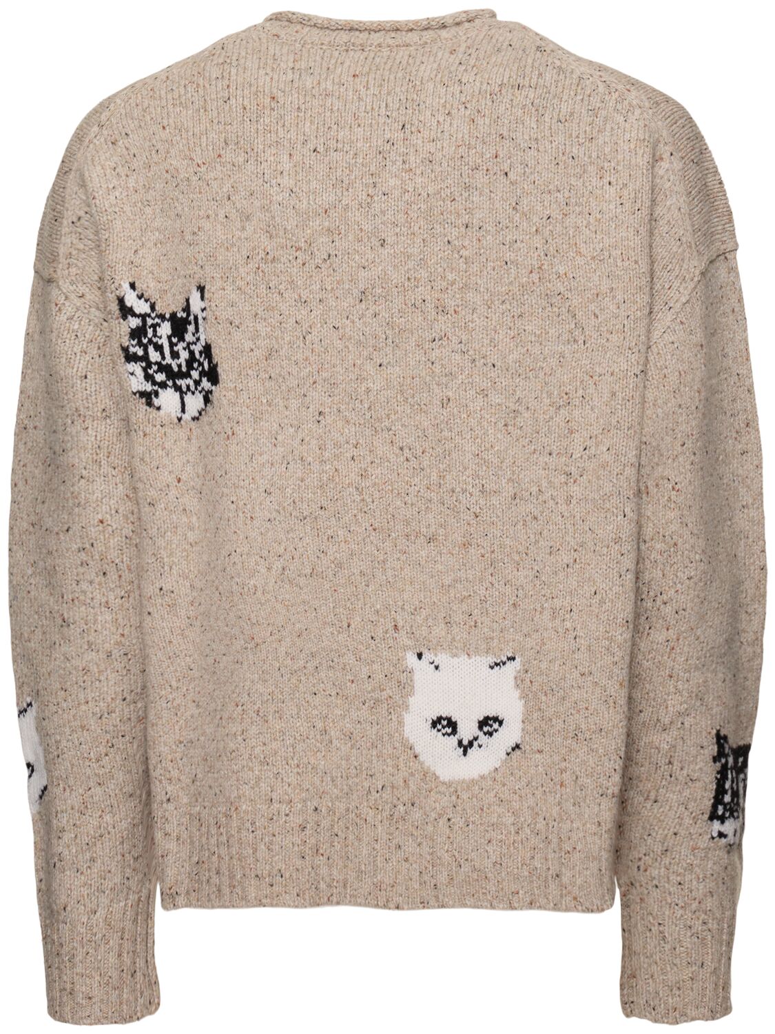 Shop Acne Studios Kuelu Cat Jacquard Knit Sweater In Beige