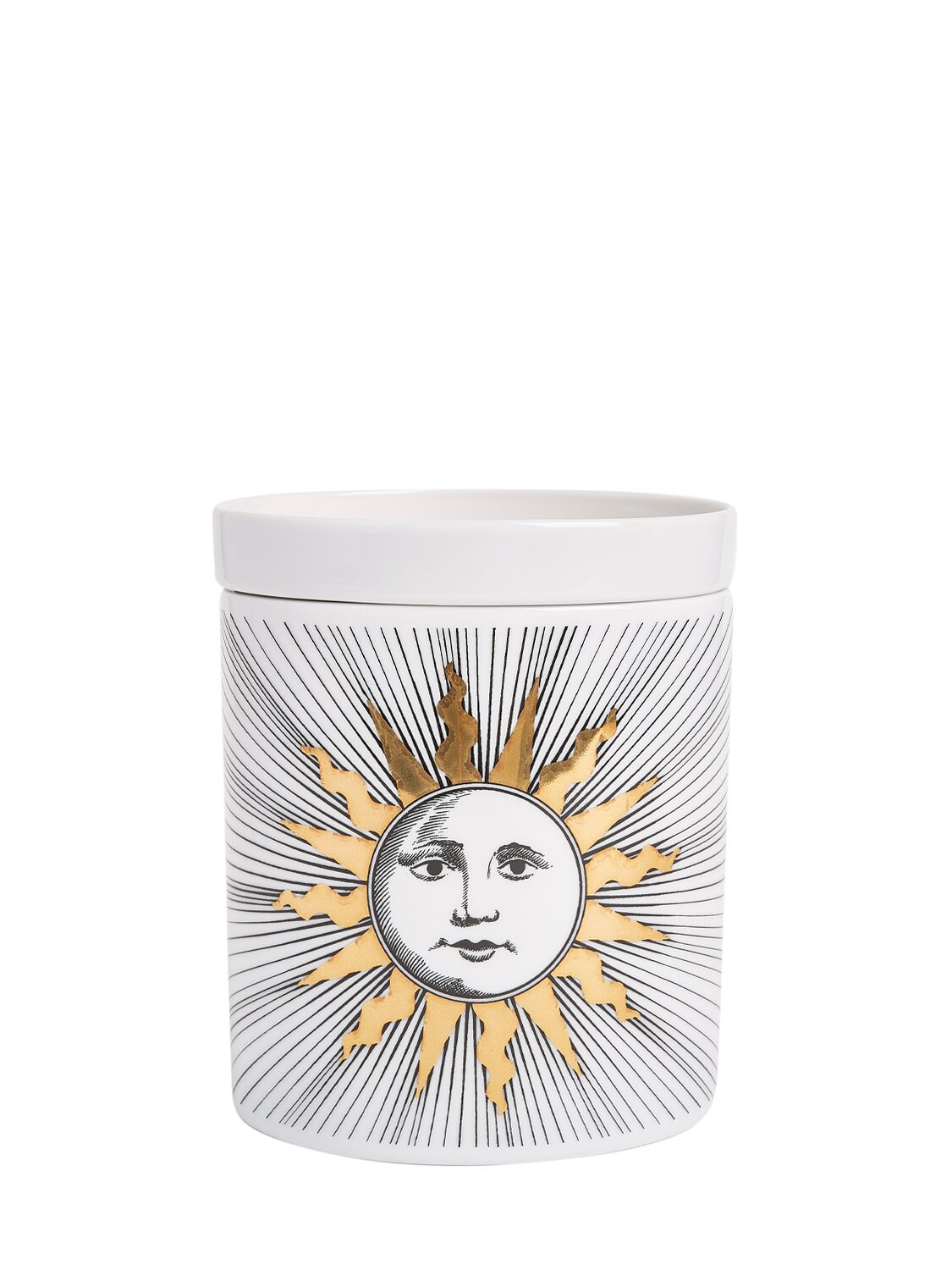 Fornasetti Grande Soli Scented Candle In White/gold