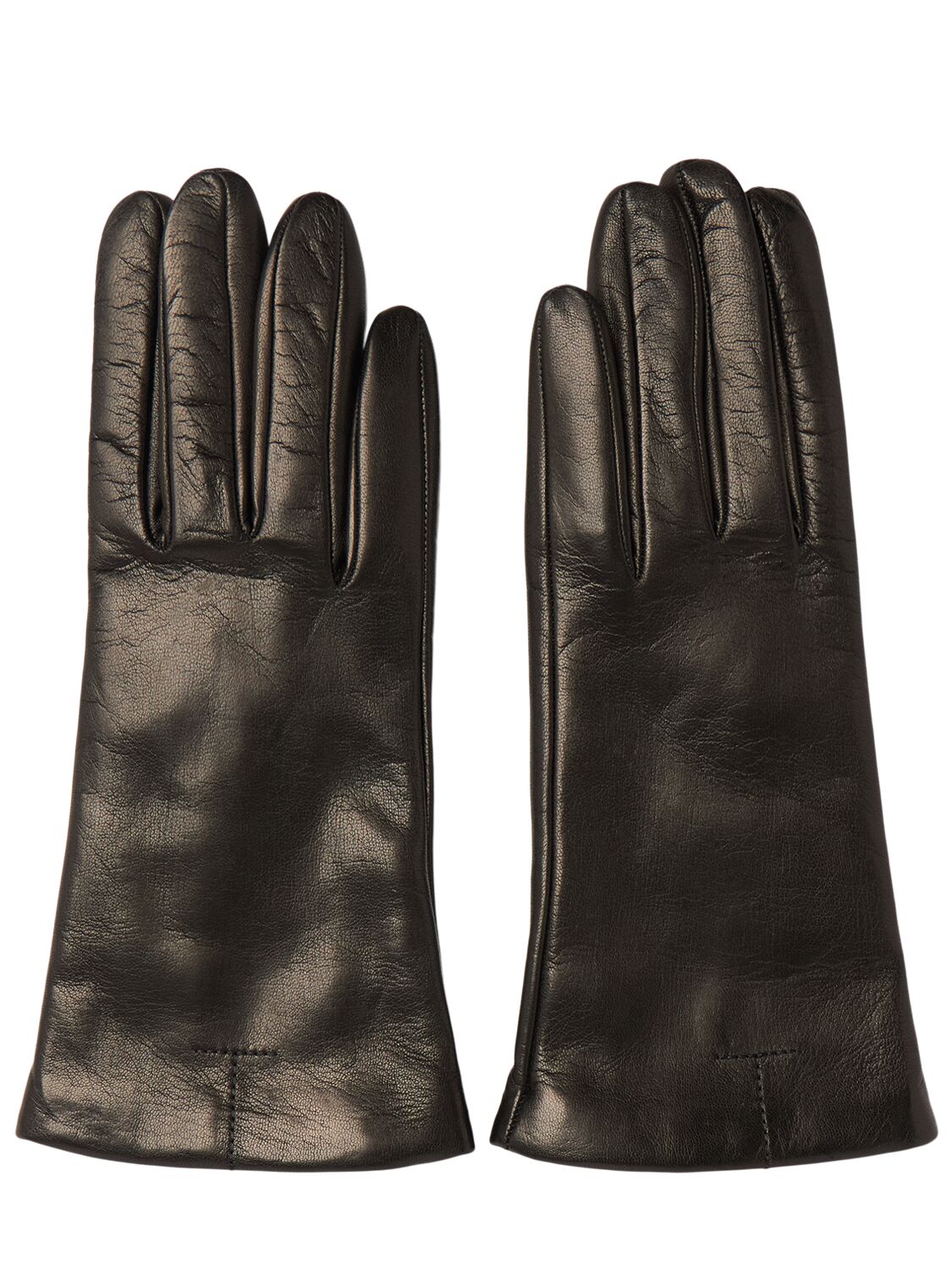 Totême Leather Gloves In Black