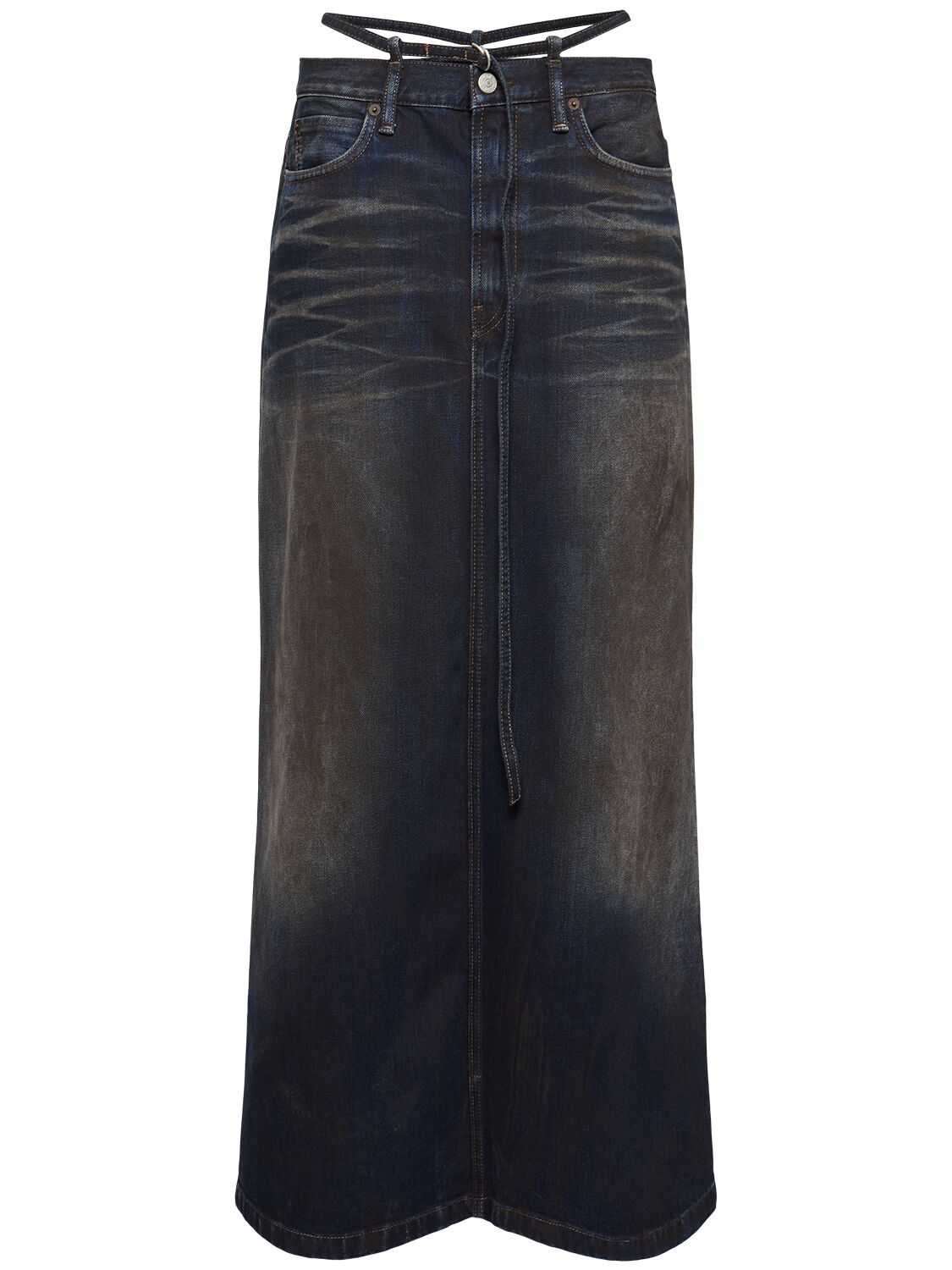 Shop Acne Studios Talia Denim Long Skirt In Dark Blue