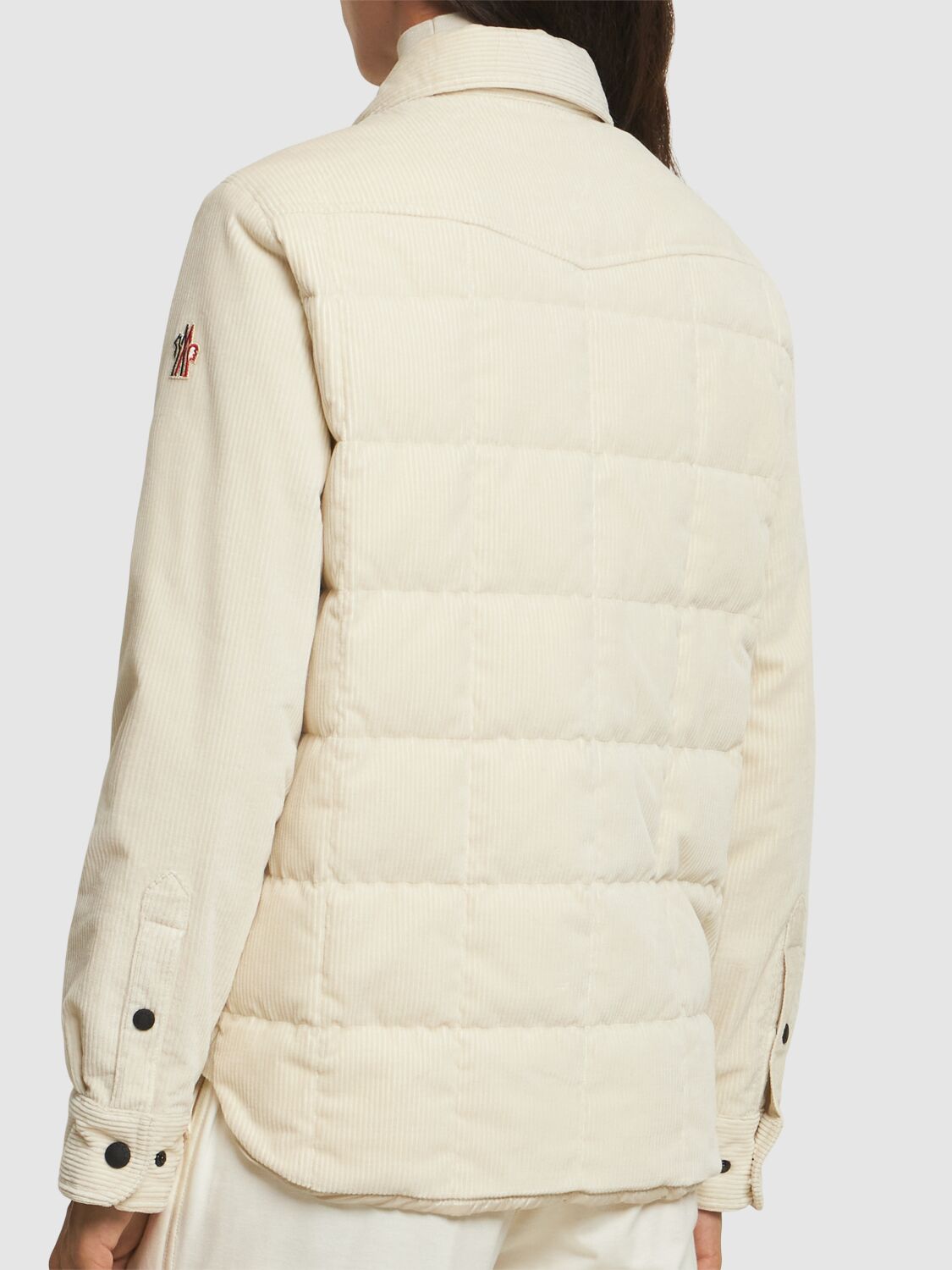 Shop Moncler Paulet Down Corduroy Shirt Jacket In White