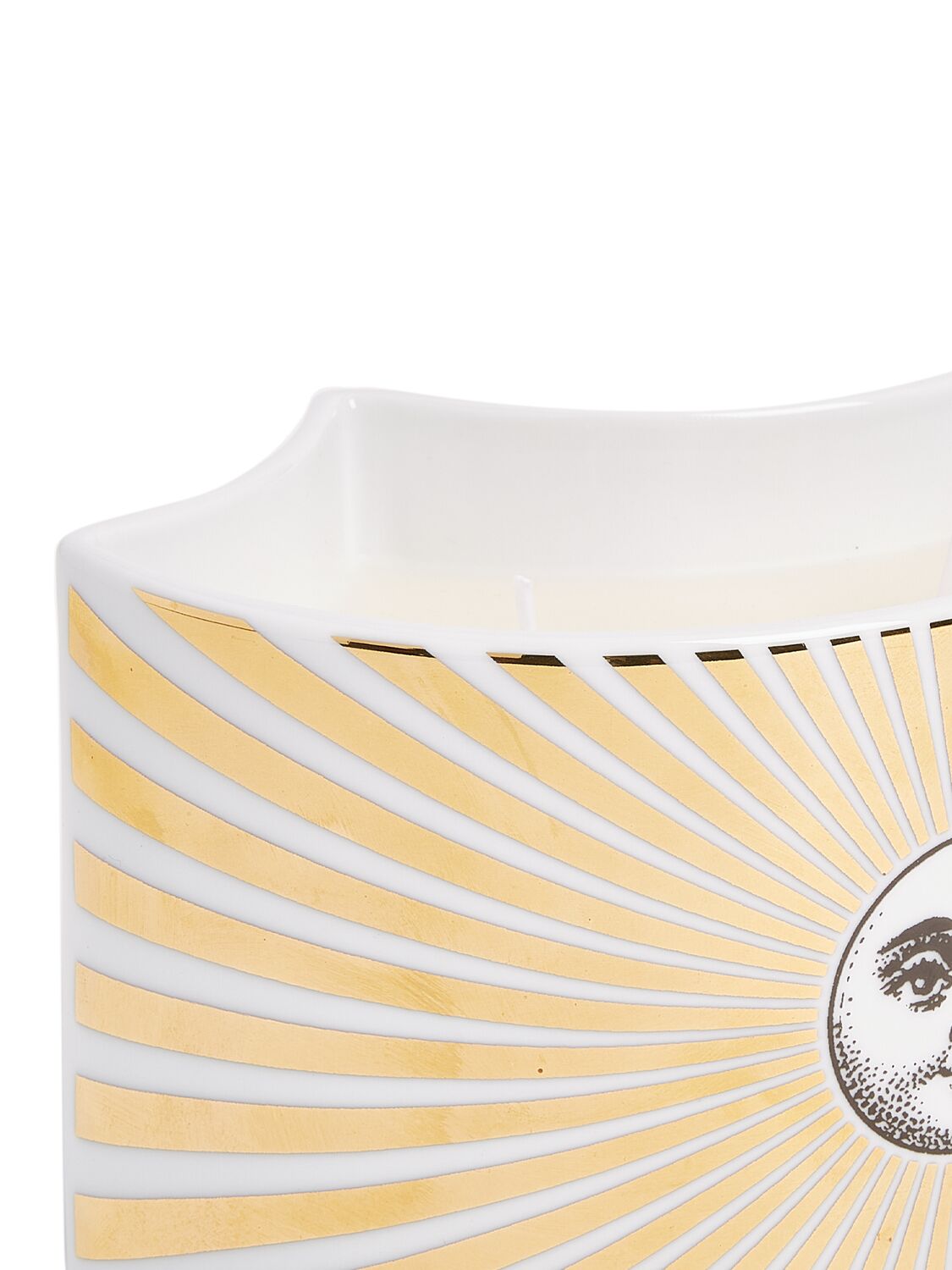 Shop Fornasetti Decoro Soli Candle In White/gold