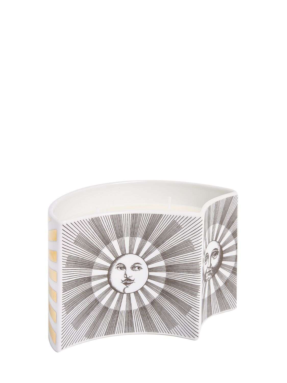 Shop Fornasetti Decoro Soli Candle In White/gold