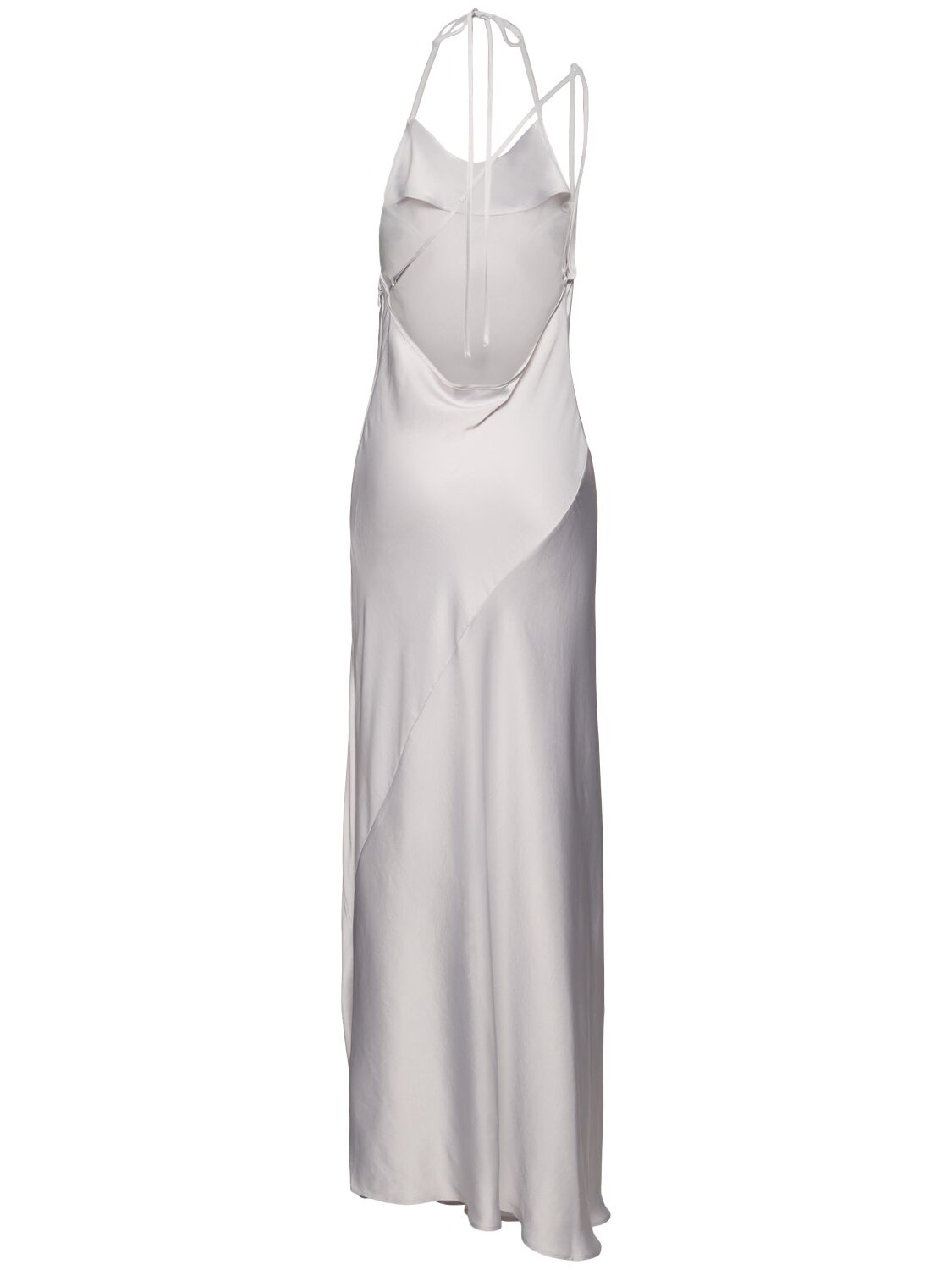 Shop Y/project Draped Satin Long Dress In Grey/silver