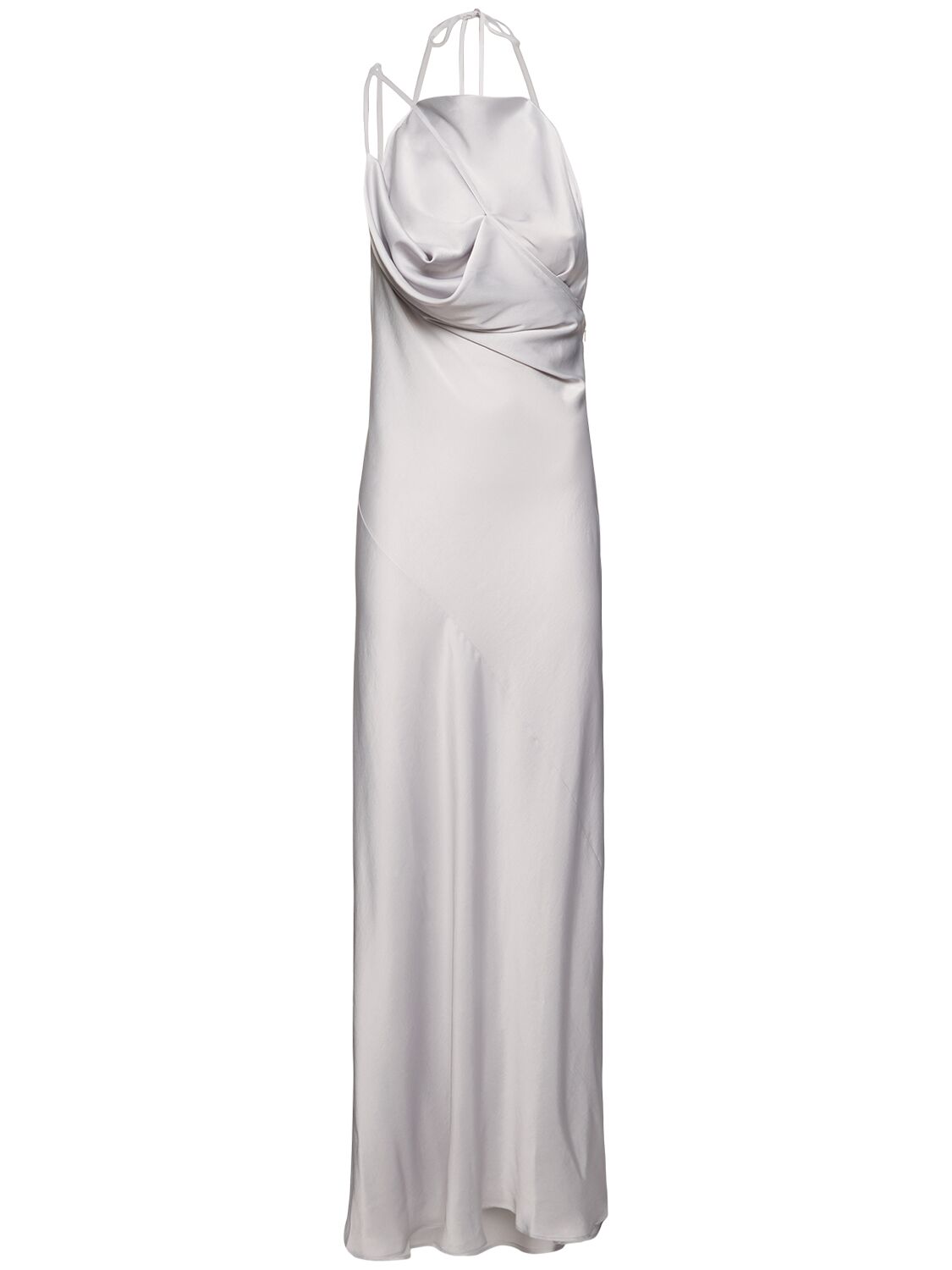 Shop Y/project Draped Satin Long Dress In Grey/silver