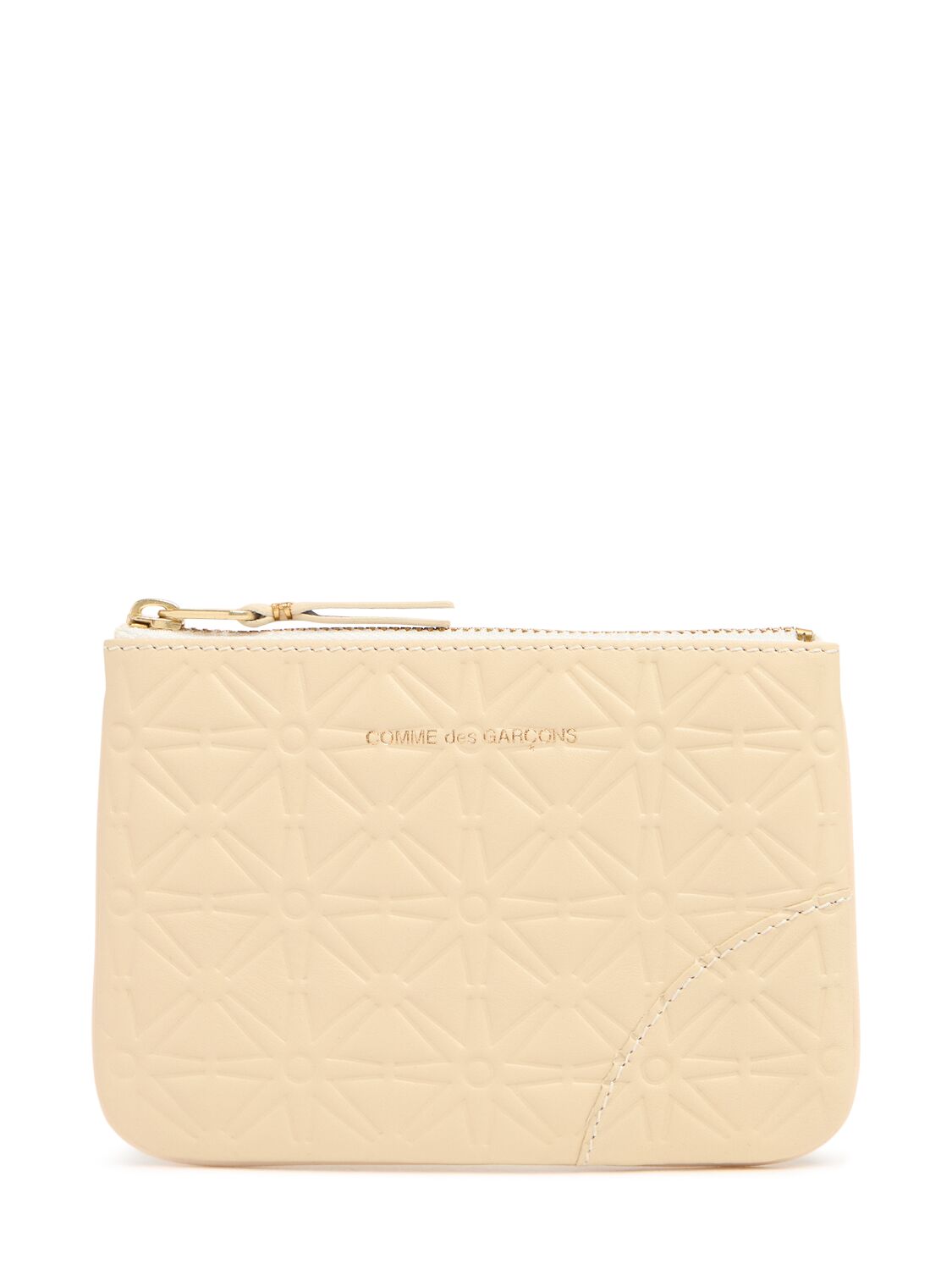 Comme Des Garçons Classic Embossed Leather Zip Wallet In Neutral