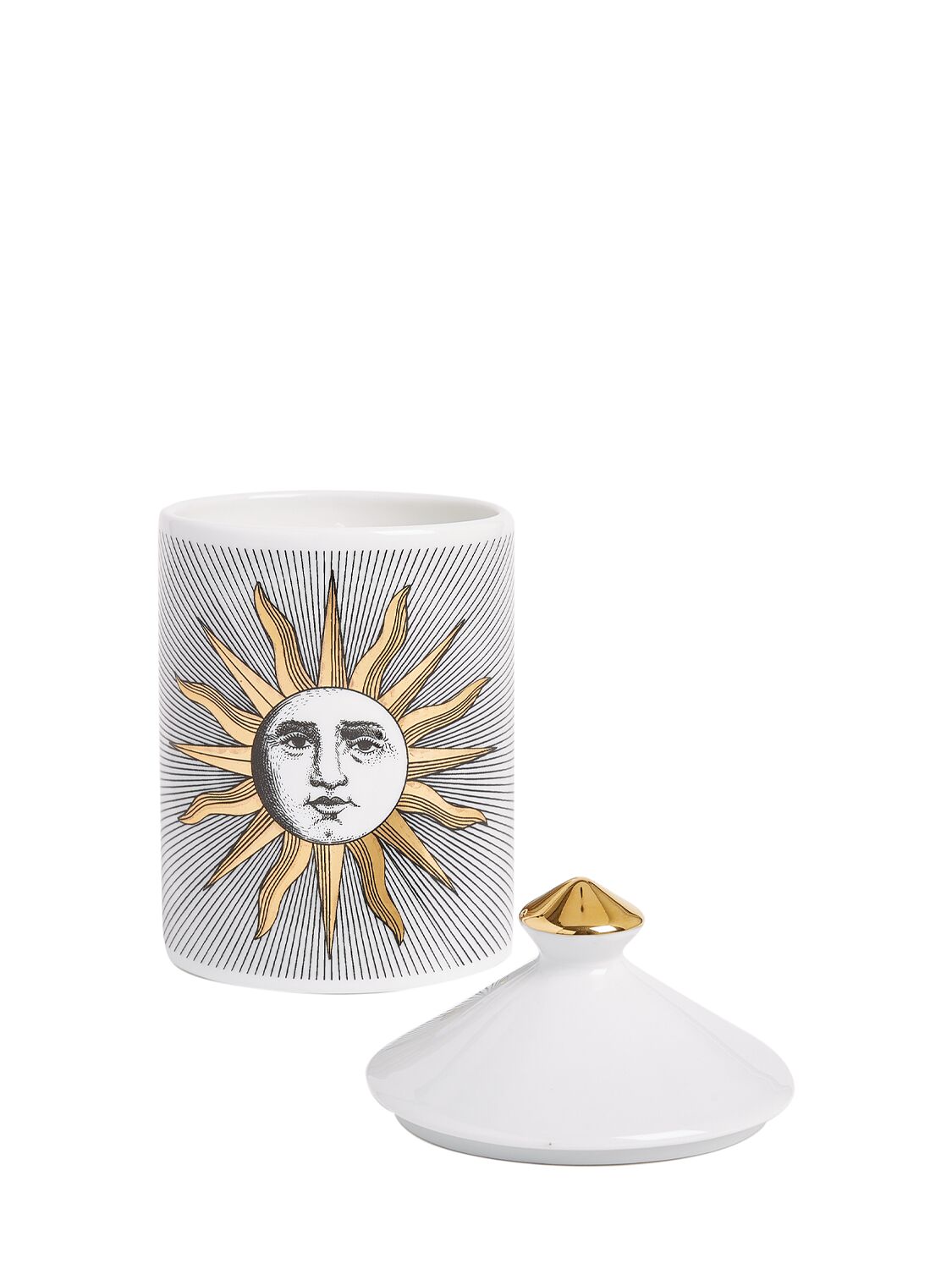 Shop Fornasetti Decoro Soli Small Scented Candle In White